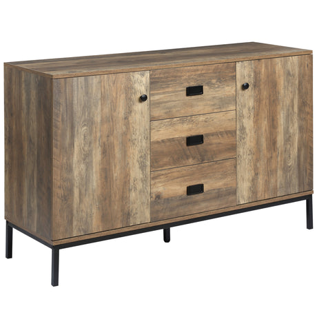 Wooden Sideboard 120cm Wide With 2 Doors And 3 Drawers - Velmora