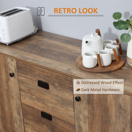 Wooden Sideboard 120cm Wide With 2 Doors And 3 Drawers - Velmora