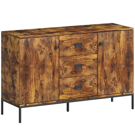 Wooden Sideboard 120cm Wide With 2 Doors And 3 Drawers - Velmora