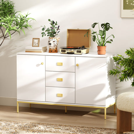 Wooden Sideboard 120cm Wide With 2 Doors And 3 Drawers - Velmora
