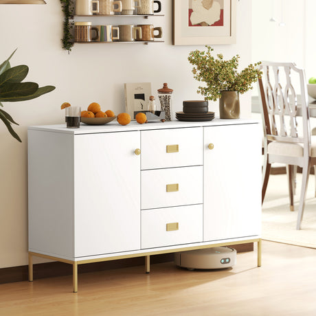 Wooden Sideboard 120cm Wide With 2 Doors And 3 Drawers - Velmora
