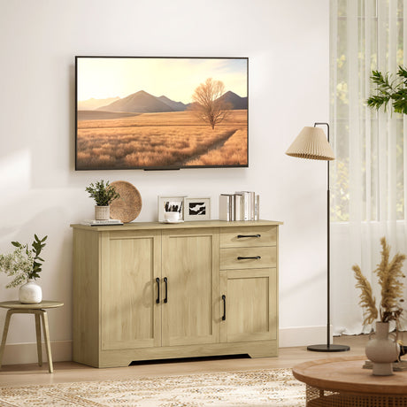 Wooden Sideboard 120cm Wide With 3 Doors And 2 Drawers - Velmora