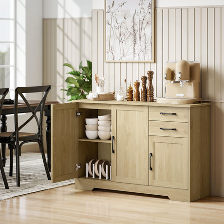 Wooden Sideboard 120cm Wide With 3 Doors And 2 Drawers - Velmora