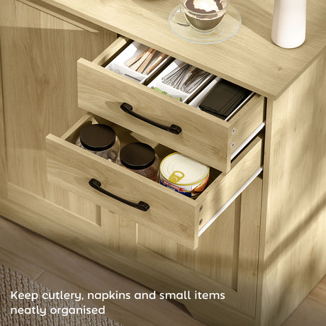 Wooden Sideboard 120cm Wide With 3 Doors And 2 Drawers - Velmora