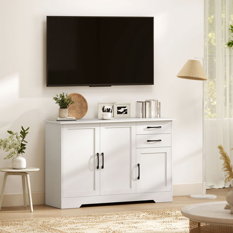 Wooden Sideboard 120cm Wide With 3 Doors And 2 Drawers - Velmora