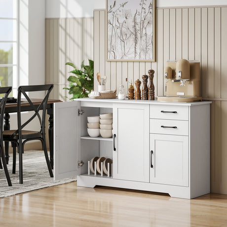 Wooden Sideboard 120cm Wide With 3 Doors And 2 Drawers - Velmora