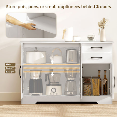 Wooden Sideboard 120cm Wide With 3 Doors And 2 Drawers - Velmora