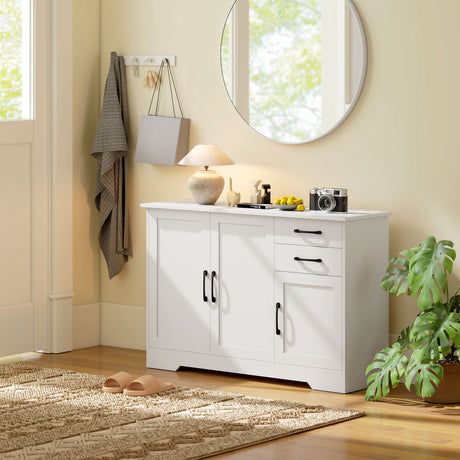 Wooden Sideboard 120cm Wide With 3 Doors And 2 Drawers - Velmora