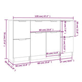 Wooden Sideboard 120cm Wide With 4 Doors And 1 Drawer - Vantage Home