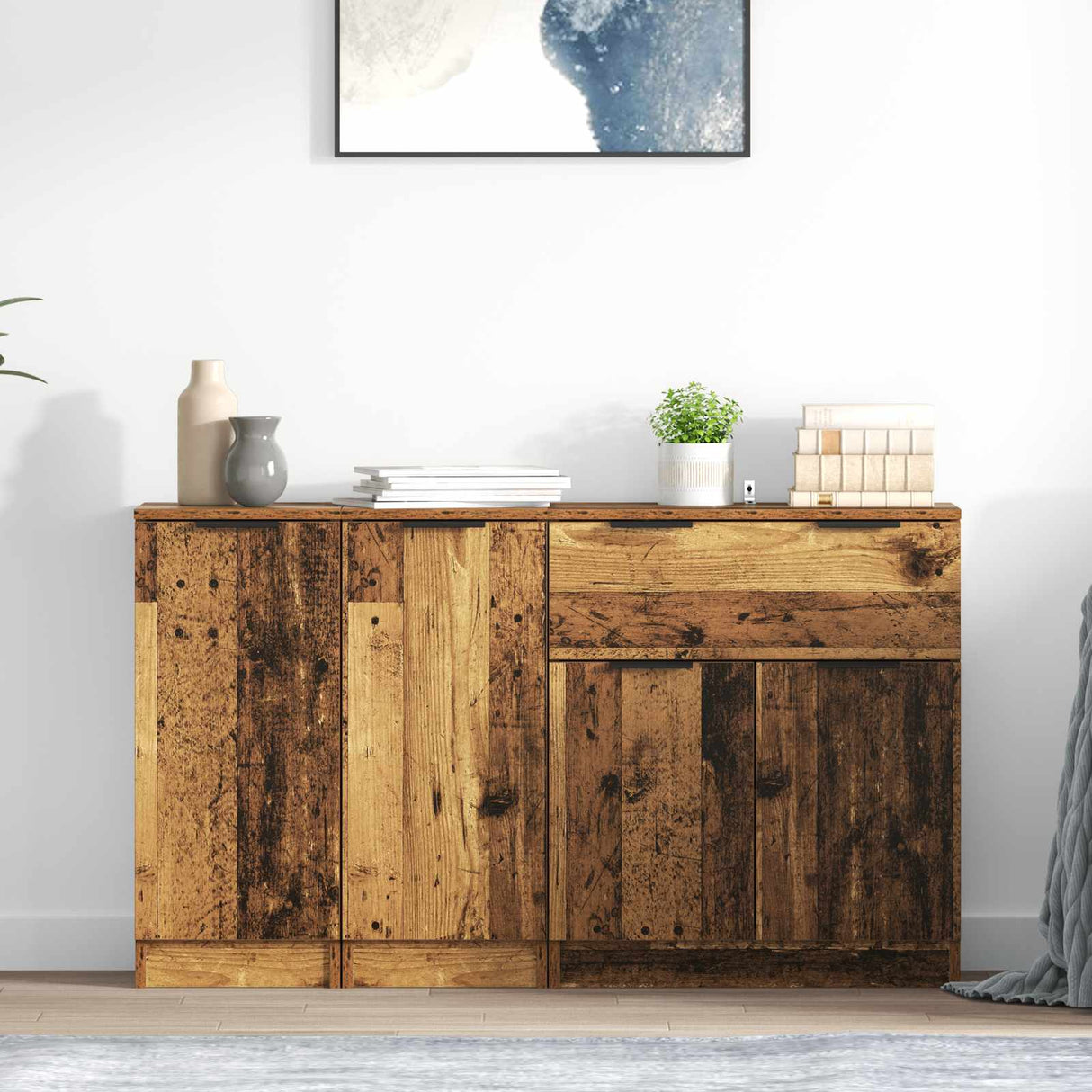 Wooden Sideboard 120cm Wide With 4 Doors And 1 Drawer - Vantage Home