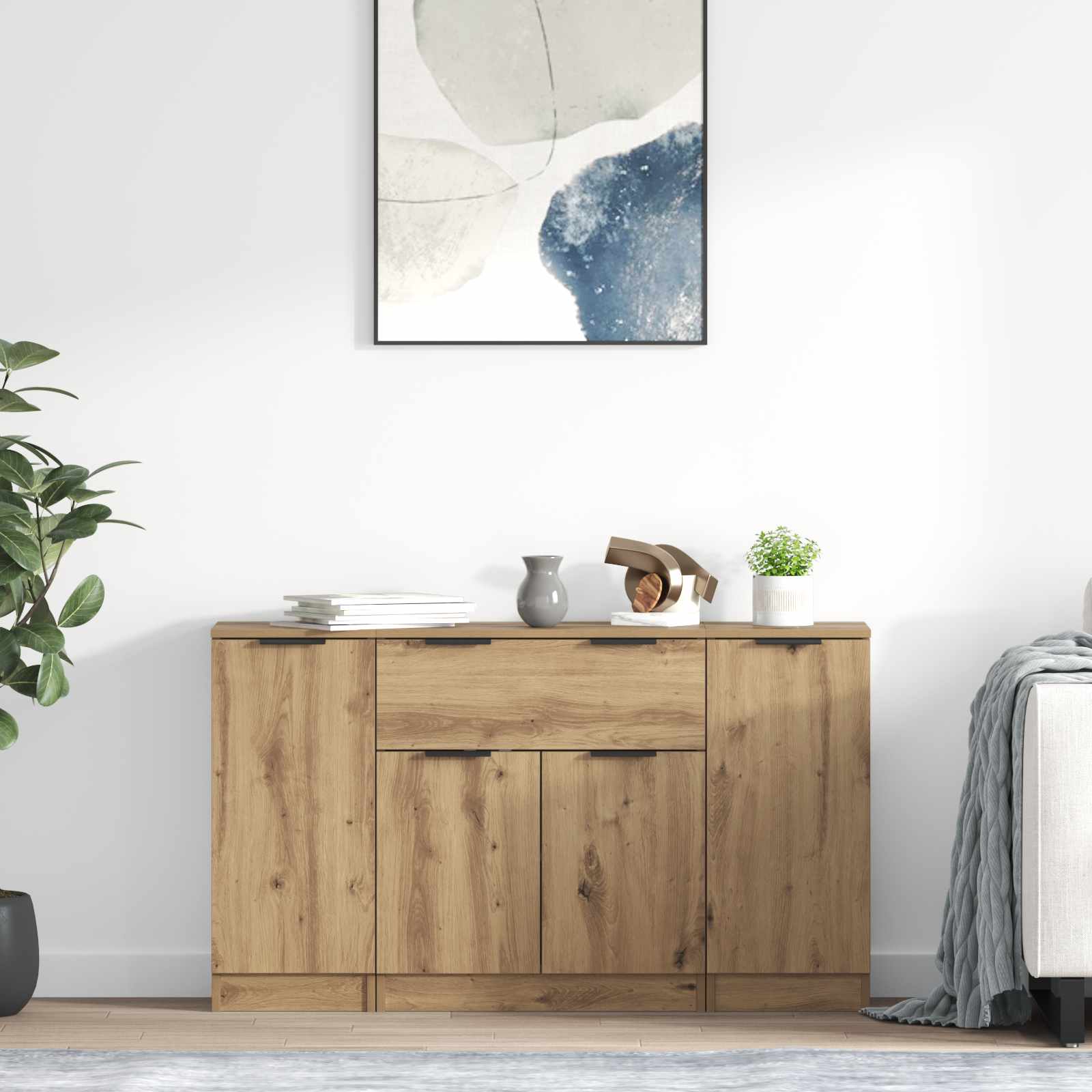 Wooden Sideboard 120cm Wide With 4 Doors And 1 Drawer - Vantage Home