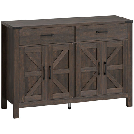 Wooden Sideboard 120cm Wide With 4 Doors And 2 Drawers - Velmora