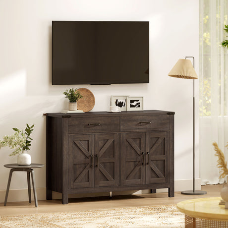 Wooden Sideboard 120cm Wide With 4 Doors And 2 Drawers - Velmora