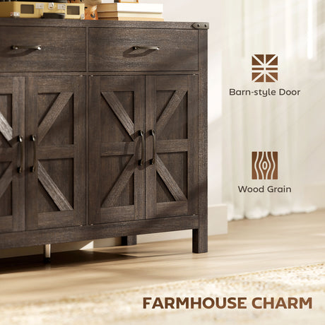 Wooden Sideboard 120cm Wide With 4 Doors And 2 Drawers - Velmora