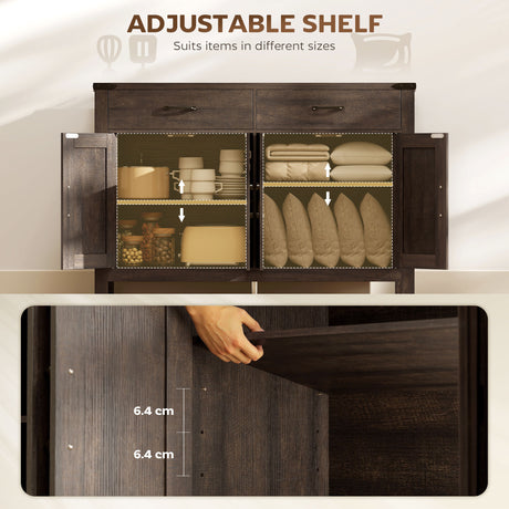 Wooden Sideboard 120cm Wide With 4 Doors And 2 Drawers - Velmora