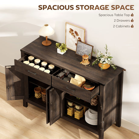 Wooden Sideboard 120cm Wide With 4 Doors And 2 Drawers - Velmora