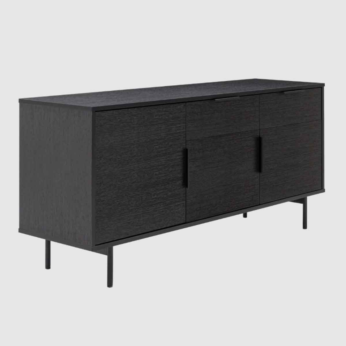 Wooden Sideboard 140cm Wide With 3 Doors And 2 Drawers - Hura