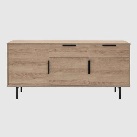 Wooden Sideboard 140cm Wide With 3 Doors And 2 Drawers - Hura