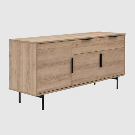 Wooden Sideboard 140cm Wide With 3 Doors And 2 Drawers - Hura