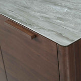 Wooden Sideboard 150cm Wide With Marble Effect Glass Top And 3 Doors - Willow