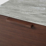 Wooden Sideboard 150cm Wide With Marble Effect Glass Top And 3 Doors - Willow