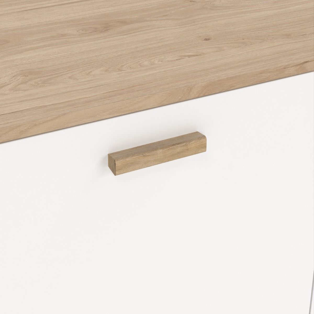 Wooden Sideboard With 2 Doors And 1 Drawer In White Fronts - Ikast