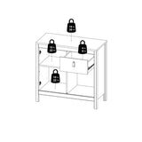 Wooden Sideboard With 2 Doors And 1 Drawer - Madrid