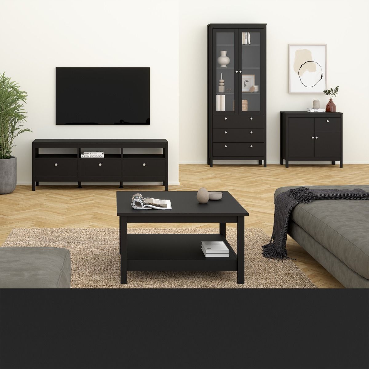 Wooden Sideboard With 2 Doors And 1 Drawer - Madrid