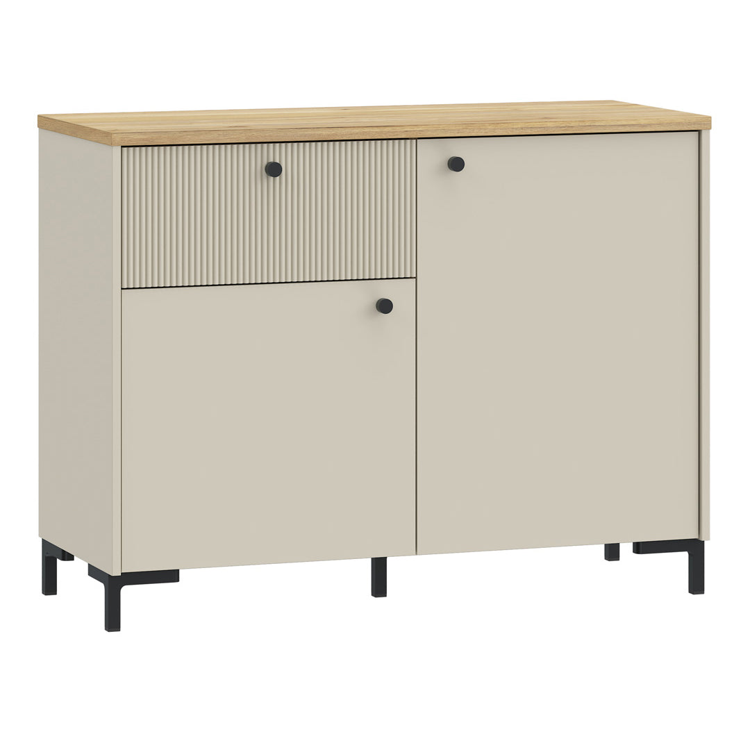 Wooden Sideboard With 2 Doors And 1 Fluted Detailed Drawer - Bixbite