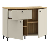 Wooden Sideboard With 2 Doors And 1 Fluted Detailed Drawer - Bixbite