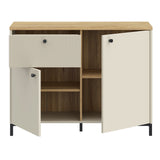Wooden Sideboard With 2 Doors And 1 Fluted Detailed Drawer - Bixbite