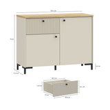 Wooden Sideboard With 2 Doors And 1 Fluted Detailed Drawer - Bixbite