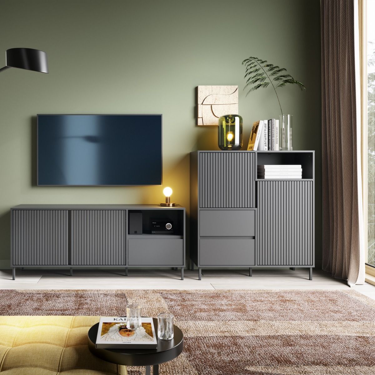 Wooden Sideboard With 2 Doors And 2 Drawers - Avenale