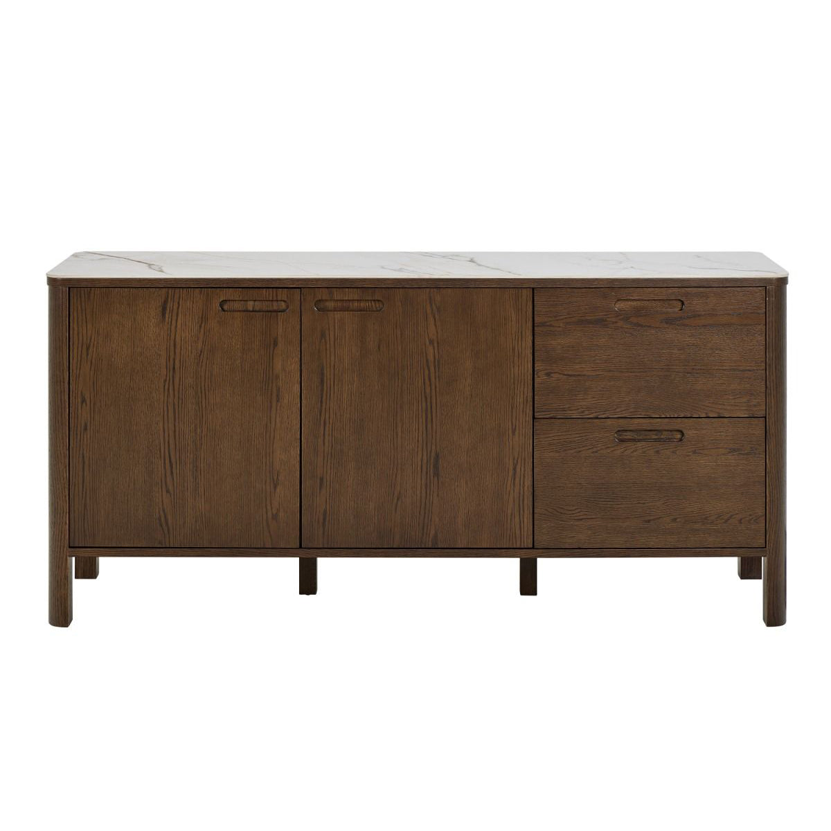 Wooden Sideboard With 2 Doors 2 Drawers And Ceramic Top - Southampton
