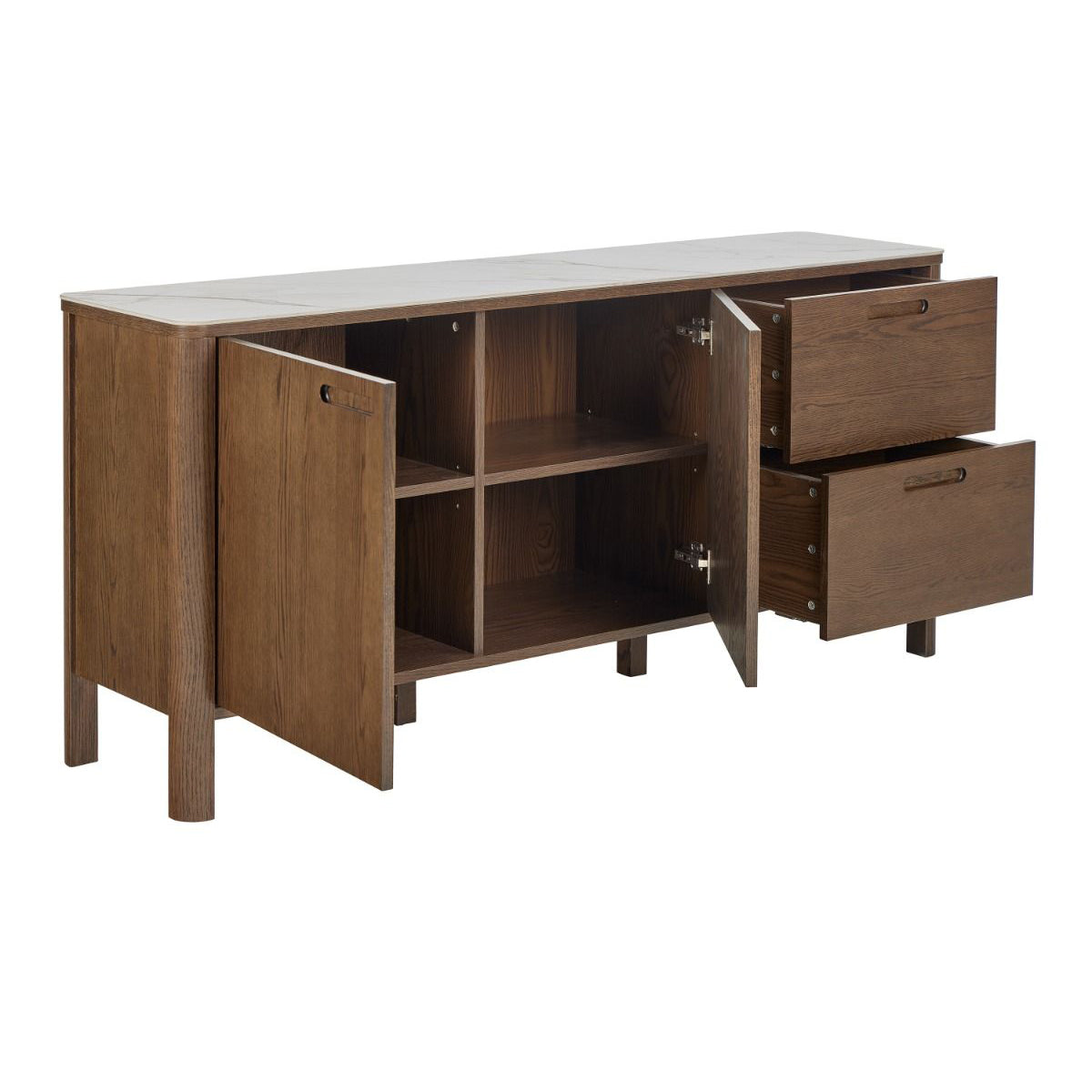 Wooden Sideboard With 2 Doors 2 Drawers And Ceramic Top - Southampton