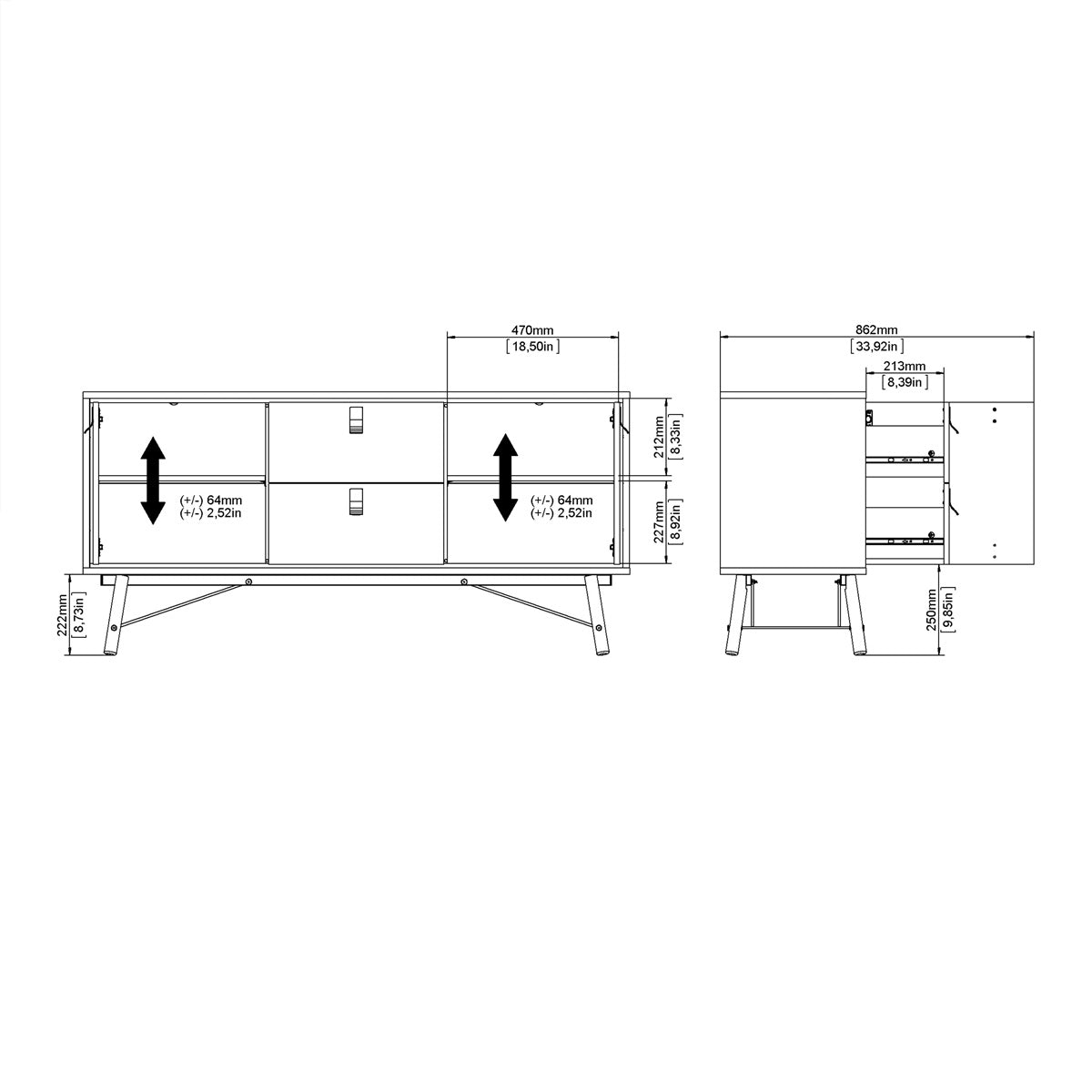 Wooden Sideboard With 2 Doors And 2 Drawers - Ry