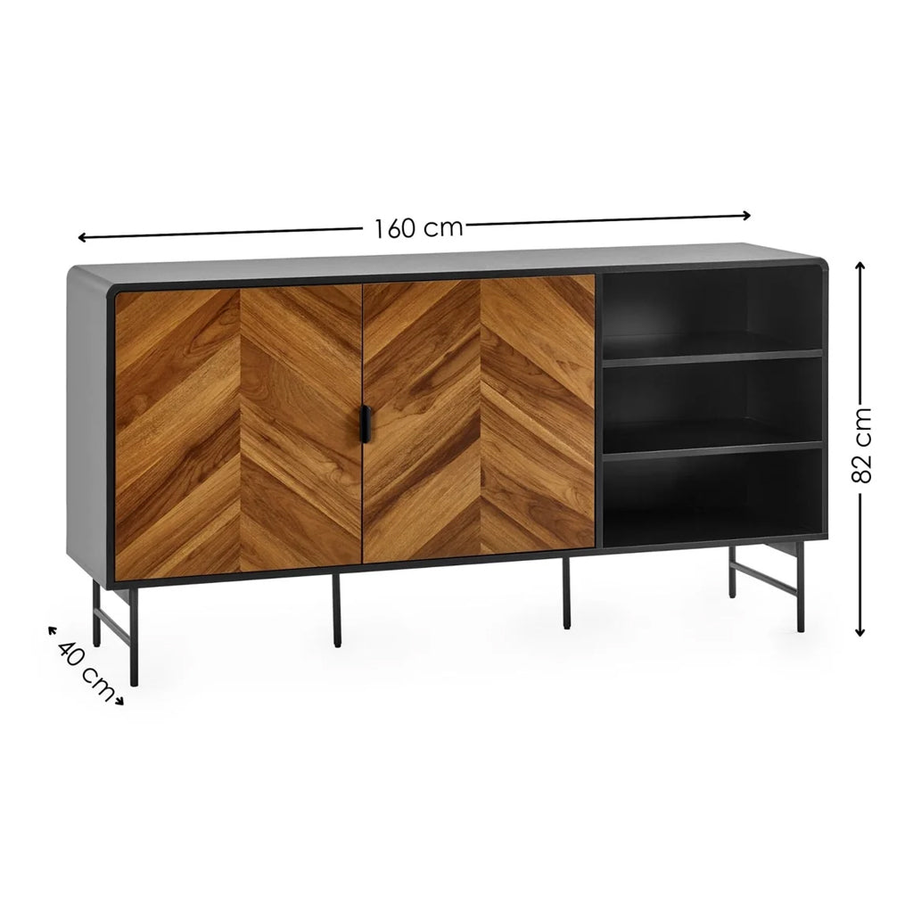 Wooden Sideboard With 2 Doors And 2 Shelves - Alvin