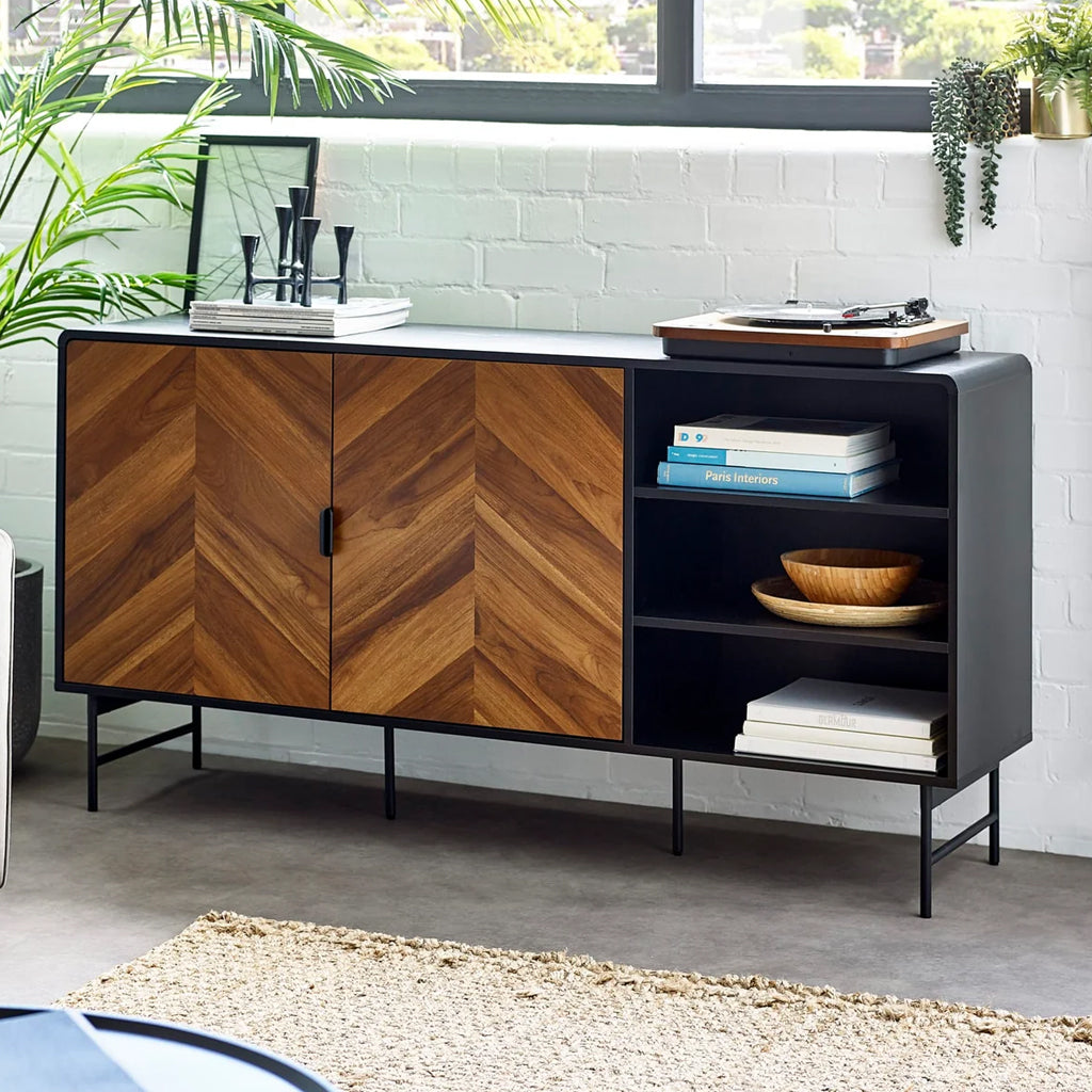 Wooden Sideboard With 2 Doors And 2 Shelves - Alvin