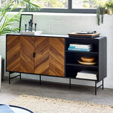 Wooden Sideboard With 2 Doors And 2 Shelves - Alvin