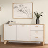 Wooden Sideboard With 2 Doors And 3 Drawers In White Fronts - Ikast