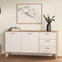 Wooden Sideboard With 2 Doors And 3 Drawers In White Fronts - Ikast