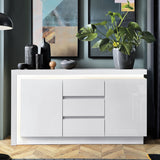 Wooden Sideboard With 2 Doors 3 Drawers And LED Lights - Lyon