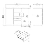 Wooden Sideboard With 2 Doors And 4 Drawers - Naia