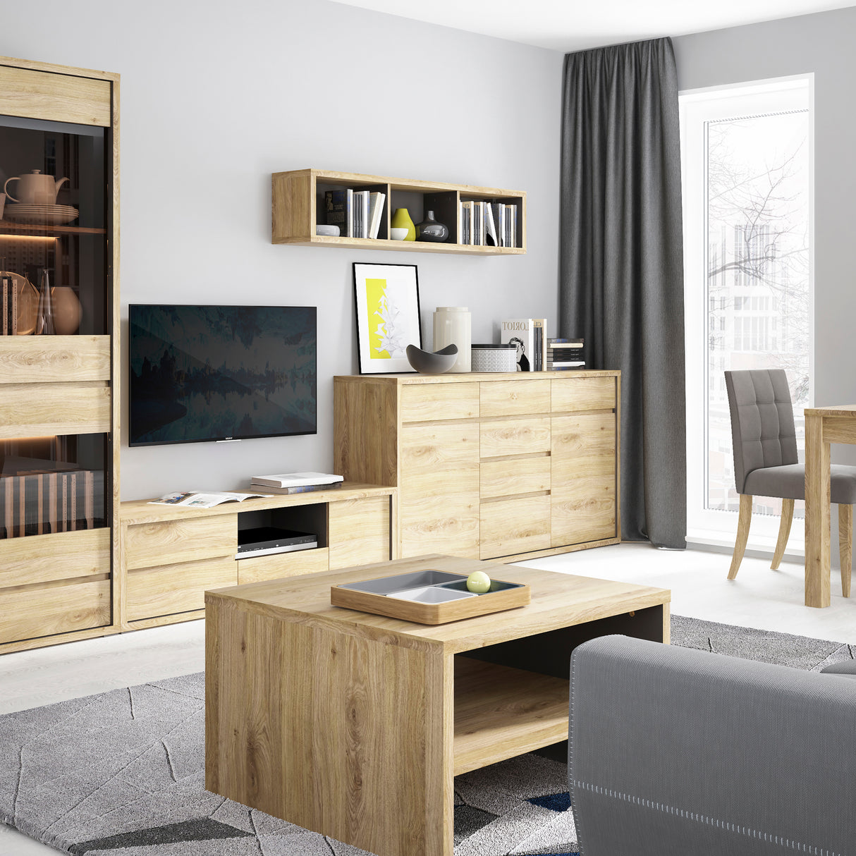 Wooden Sideboard With 2 Doors And 6 Drawers - Shetland