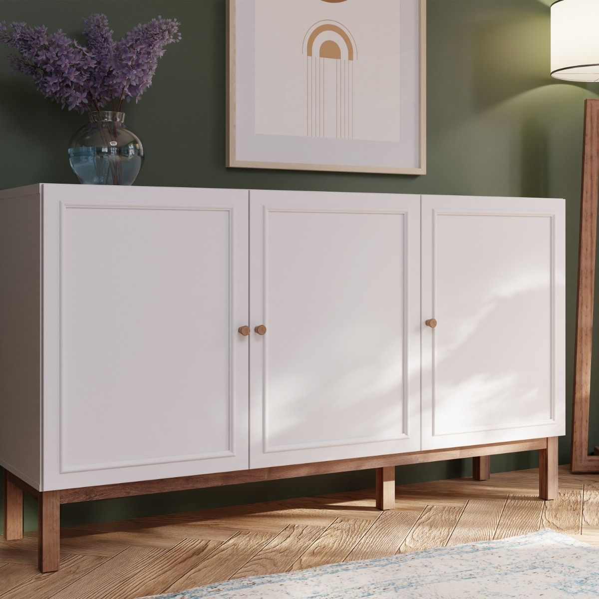 Wooden Sideboard With 3 Doors And 1 Drawer - Wensley