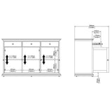 Wooden Sideboard With 3 Doors And 3 Drawers - Paris