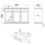 Wooden Sideboard With 3 Doors And 3 Drawers - Paris