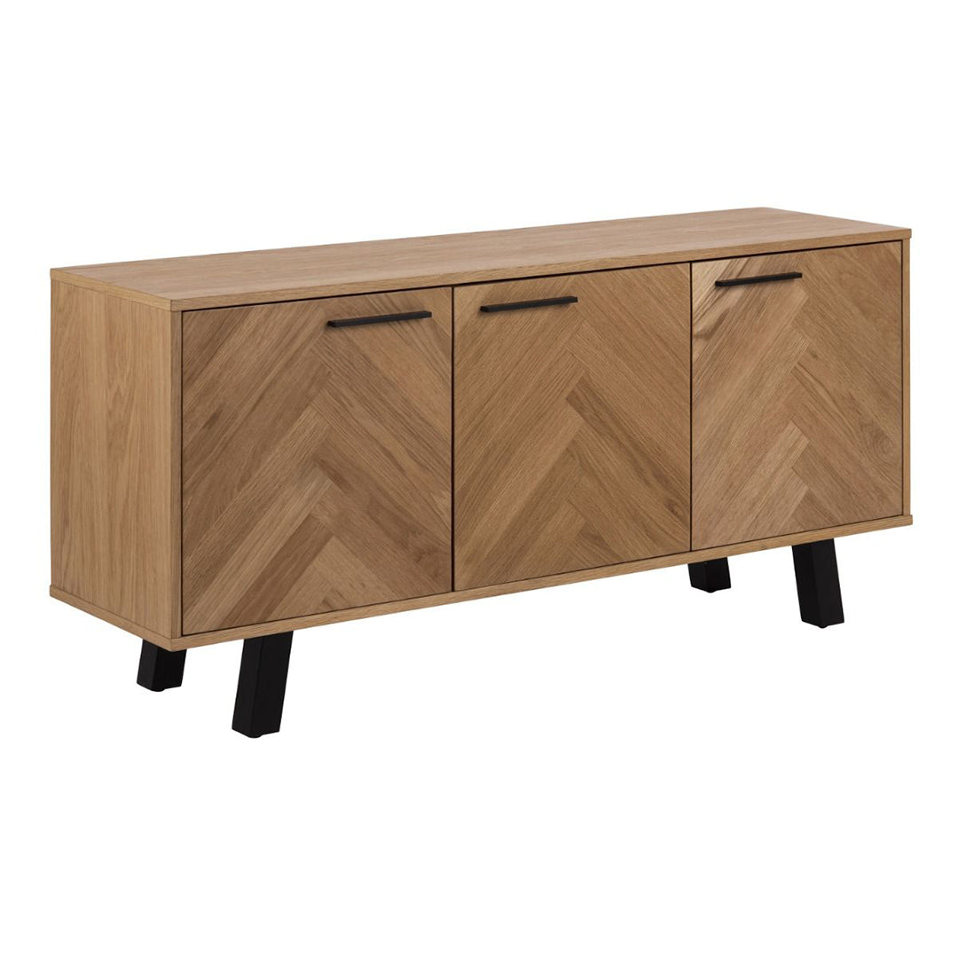 Wooden Sideboard With 3 Doors in Herringbone Effect - Brighton