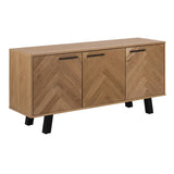 Wooden Sideboard With 3 Doors in Herringbone Effect - Brighton