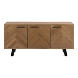 Wooden Sideboard With 3 Doors in Herringbone Effect - Brighton